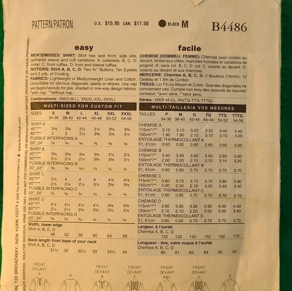 Butterick Pattern B4486 Adult Historical Costumes - Picture 2 of 2
